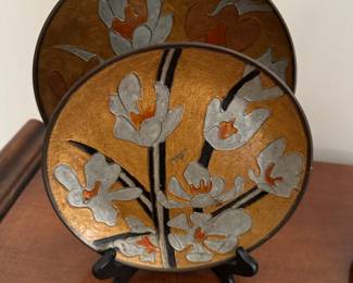 Chinese Cloisonne Enamel Brass Plates