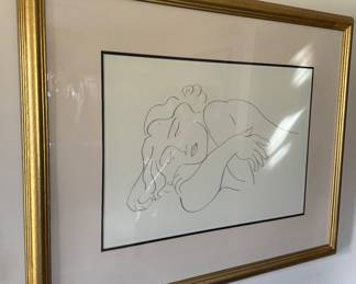 Framed Lithograph "Sleeping model"