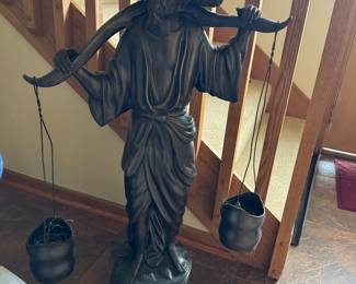 Large Bronze Chinese Farmer Vintage 