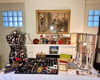 Table filled with jewelry.