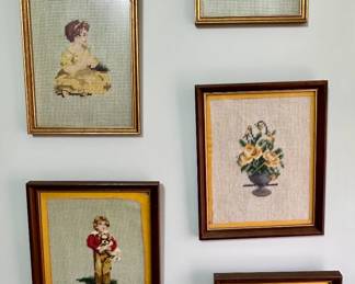 Antique needlepoint pictures.