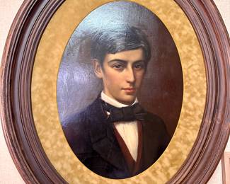 Large oil painting of gentleman.