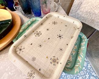 Metal snack tray sets.