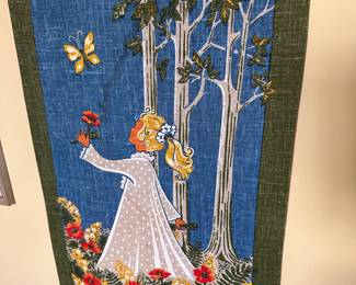 Vintage Danish linen wall hanging.