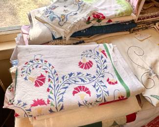 Table linens in Scandi patterns.