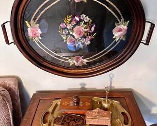 Embroidered tray.
