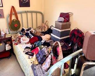 Vintage purses and hats.