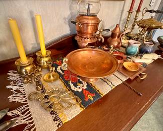 Copper coffee & serving items.