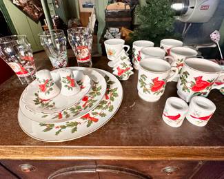 Cardinal dishes & Santa glasses.