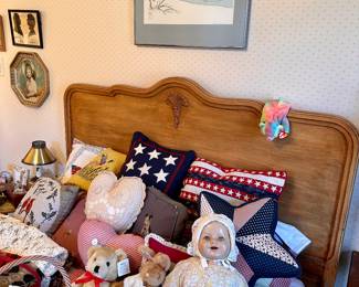 Wooden bed headboard.