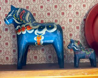 Vintage Swedish Dala horses.