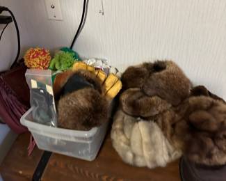 fur hats, gloves