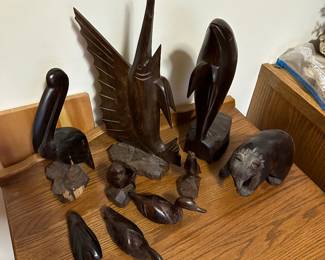 carved wood animals 