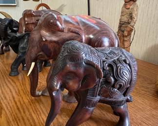 wood carved elephants 