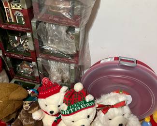 santa bears, holiday decor 