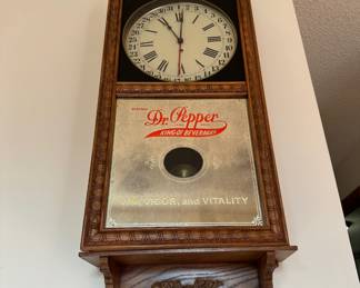 Antique Dr Pepper Advertising  regulator wall clock 