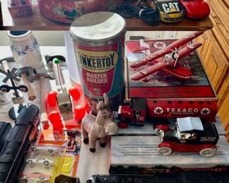 antique toys, newer collectible cars and trains 