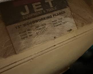 Jet 15 inch woodworking planer 