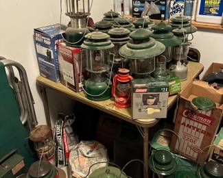 Camp stoves, vinatge camp lanterns 
