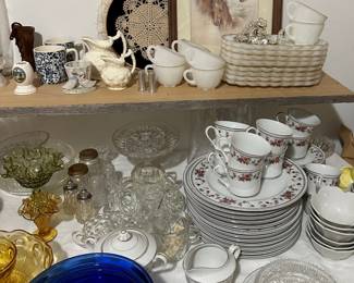 Antique glass and dishes