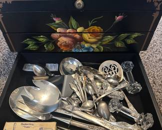 Milburn Rose Sterling Flatware set by Westmorland (Large set in ornate hand painted box)