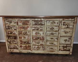 Antique 28 Drawer Cabinet, on rollers