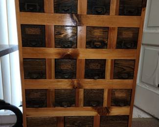 19 Drawer wood cabinet with metal drawers
