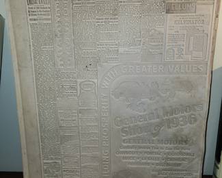 Stereotype Printing molds from Wichita Eagle