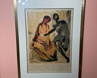 1970's Salvador Dali "Les Amoureux" set of 3 signed/numbered lithographs framed with COA.