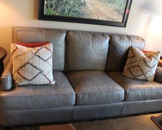 Gray leather sofa