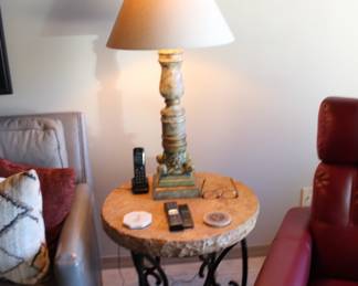 Concrete/granite and iron accent/end table