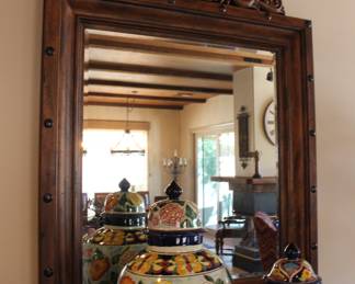 Wood carved mirror - solid and very heavy