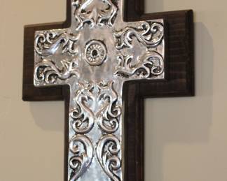 Milagros silver and wood cross