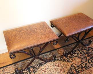 Leather stools with iron decor