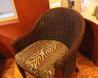 Wicker and wood chair