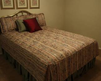 Bed & Brass Headboard, Custom Spread & Pillows 