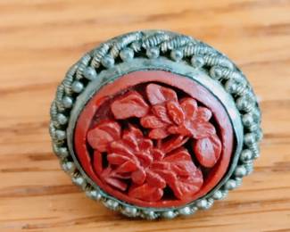 Vintage Carved Cinnabar Cufflinks