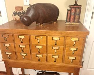 Vintage Library Card Catalog Cabinet