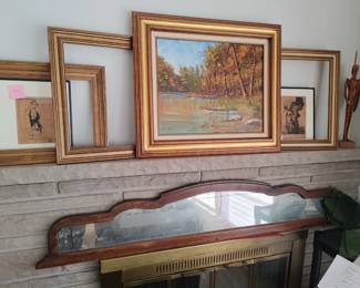 Two etchings by Daniel Sayre Groesbeck, and Oil done by D. Dumez