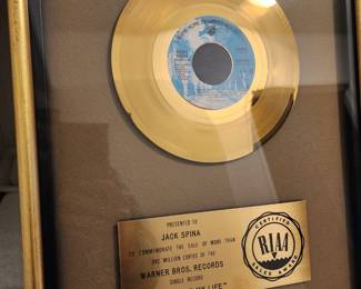 RIAA GOLD 45 RECORD FOR YOU LIGHT UP MY LIFE DEBBIE BOONE