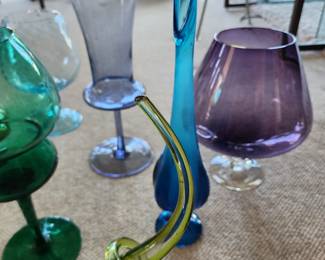 Assorted colored 70s glass