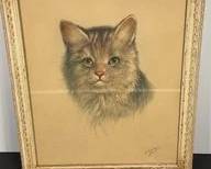 Vintage PH Schor cat Print