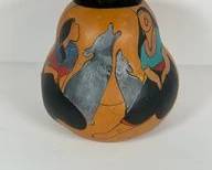 Hand Painted Native American Gourd by Leena