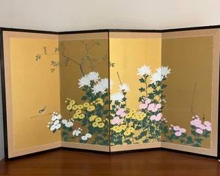 Hand Painted Lg Japanese Blossom Screen