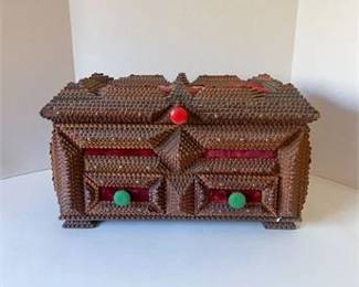 1940s Tramp Art Jewelry Box