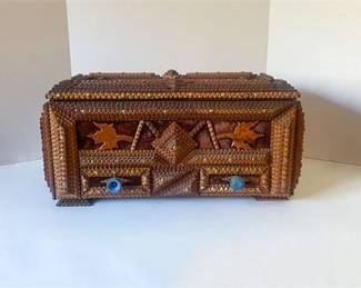 1940s Tramp Art Jewelry Box