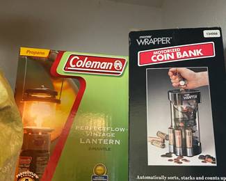 Coleman Lantern and Coin Bank