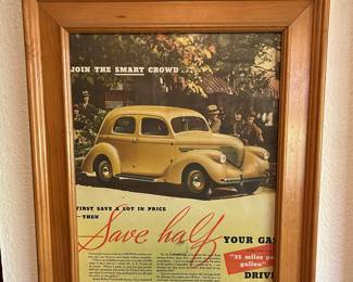 Framed Auto Advertisement