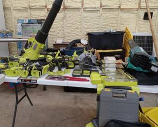 Huge set of Ryobi tools with multiple batteries 