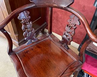 Vintage Rosewood Hand Carved Oriental Corner Chair